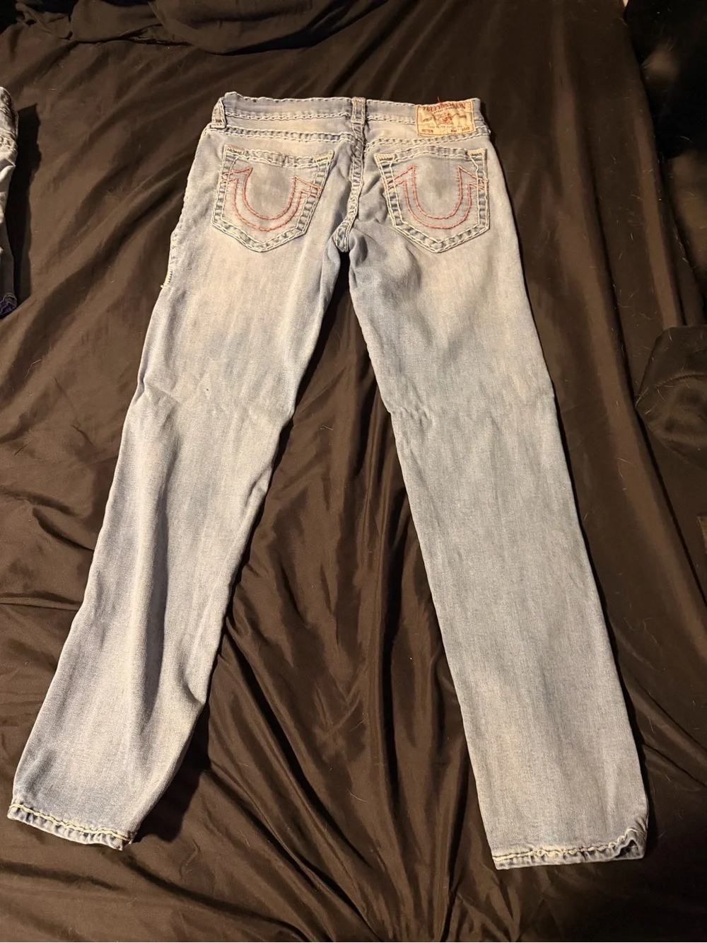 True Religion Light Blue Men's Jeans - Back Pocket Stitch Detail